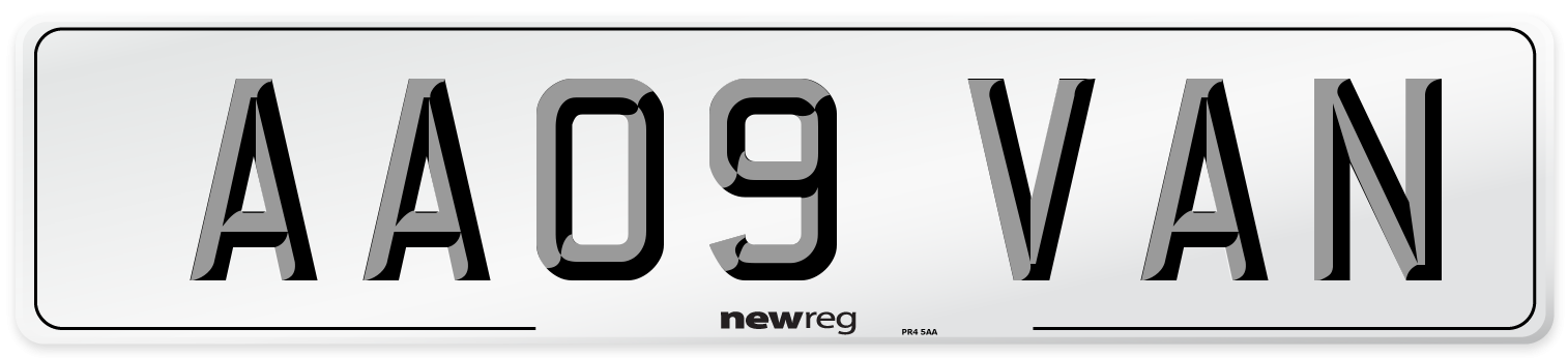 AA09 VAN Number Plate from New Reg